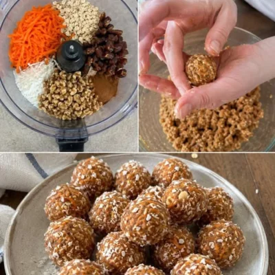 Preparación de bolitas de avena, zanahoria y dátiles