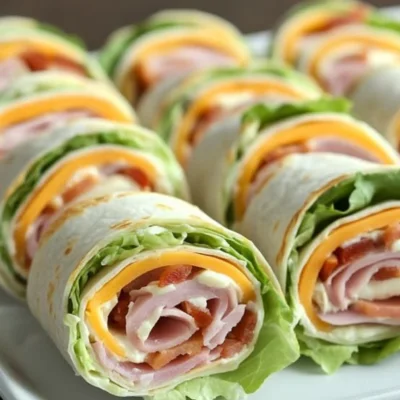 Rollitos de tortilla con jamón, queso y lechuga